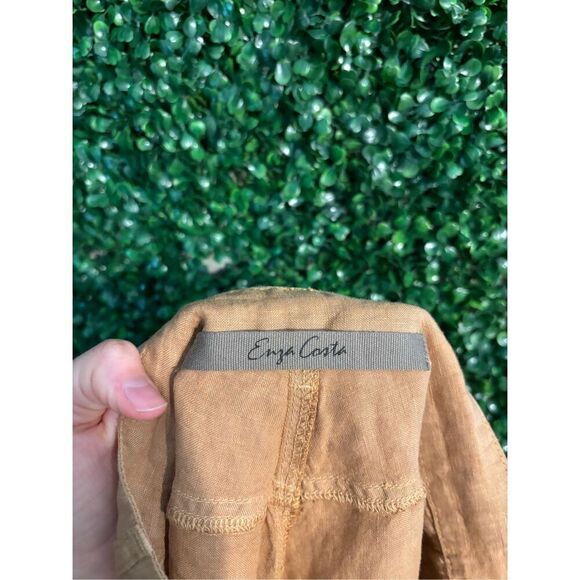 Enza Costa Tan 100% French Linen High Rise Shorts Sz Small/1 NWOT - Picture 3 of 4